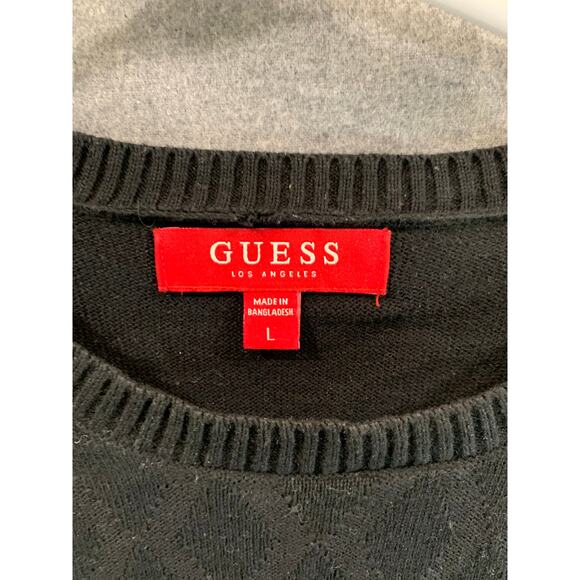 GUESS Sweater Womens Large Long Sleeve Round Neck Black Pullover - Picture 3 of 8
